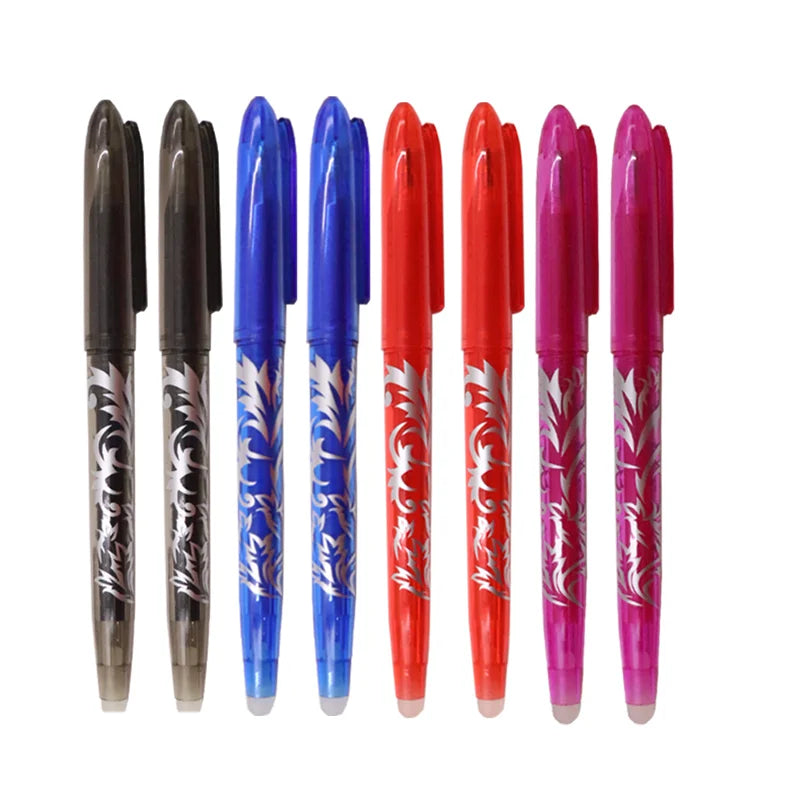 8 Color Erasable Gel Pen 0.5mm Tip Painting Writing Drawing Black Blue Red Pink Orange Green Purple Light Blue Student Drawing-faithfullyfocusd