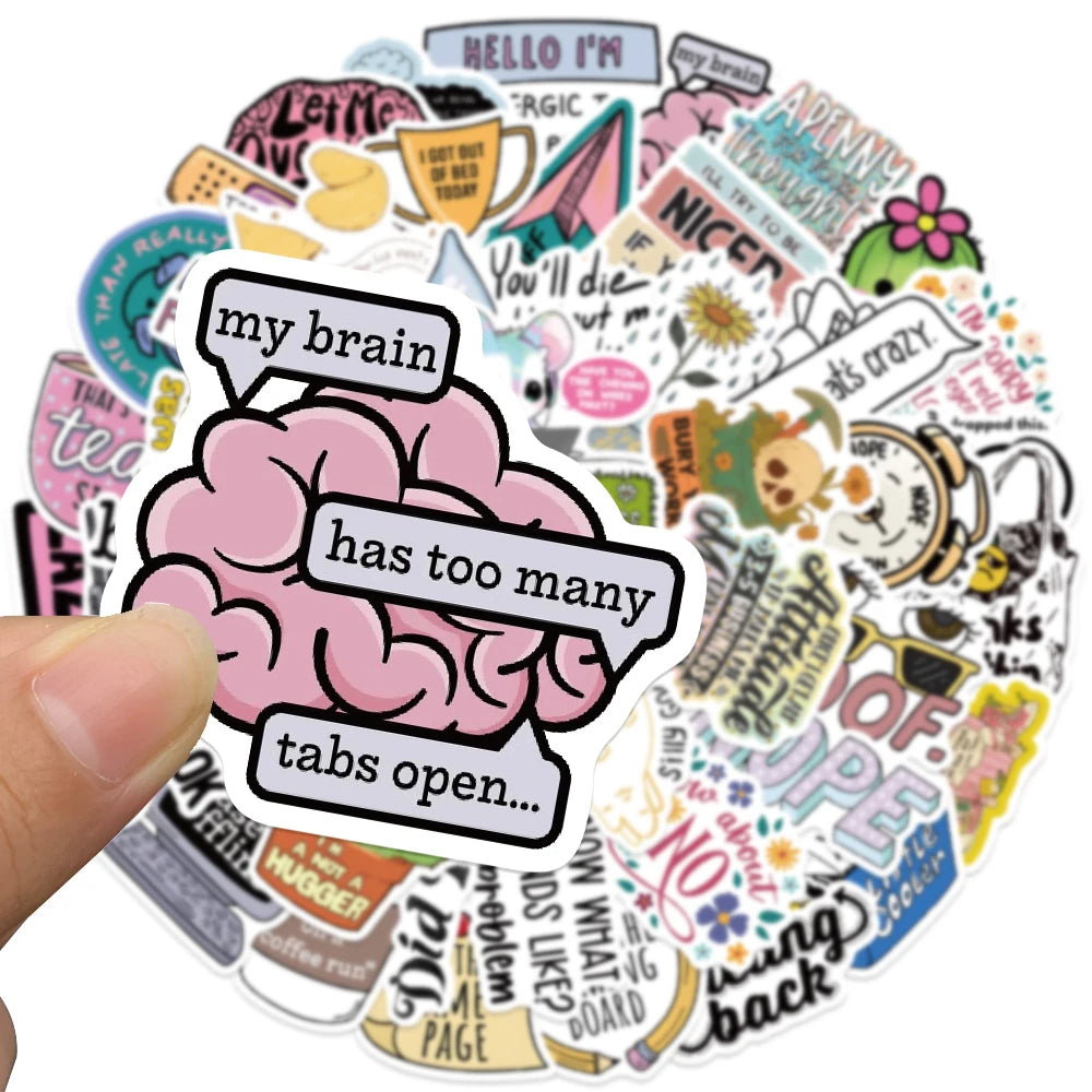 50PCS Funny Mean Sarcastic irony Phrase Stickers Laptop Bicycle Guitar Skateboard Car Sticker DIY Graffiti Waterproof Stickers-faithfullyfocusd