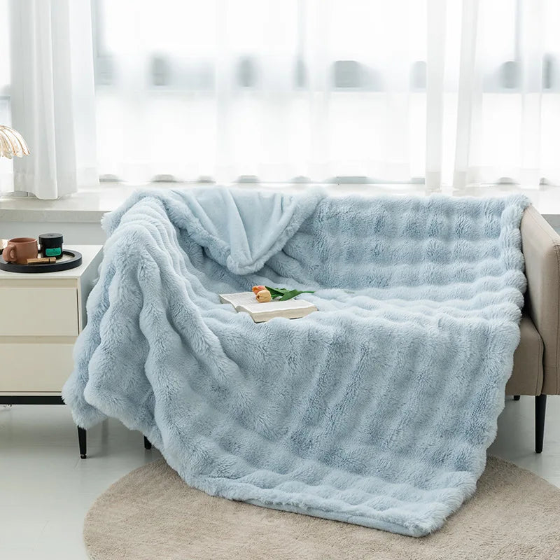 Luxury Rabbit Plush Blanket Winter Autumn Comfortable Blankets Office Air Conditioning Leisure Blanket Thickness Sofa Cover-faithfullyfocusd