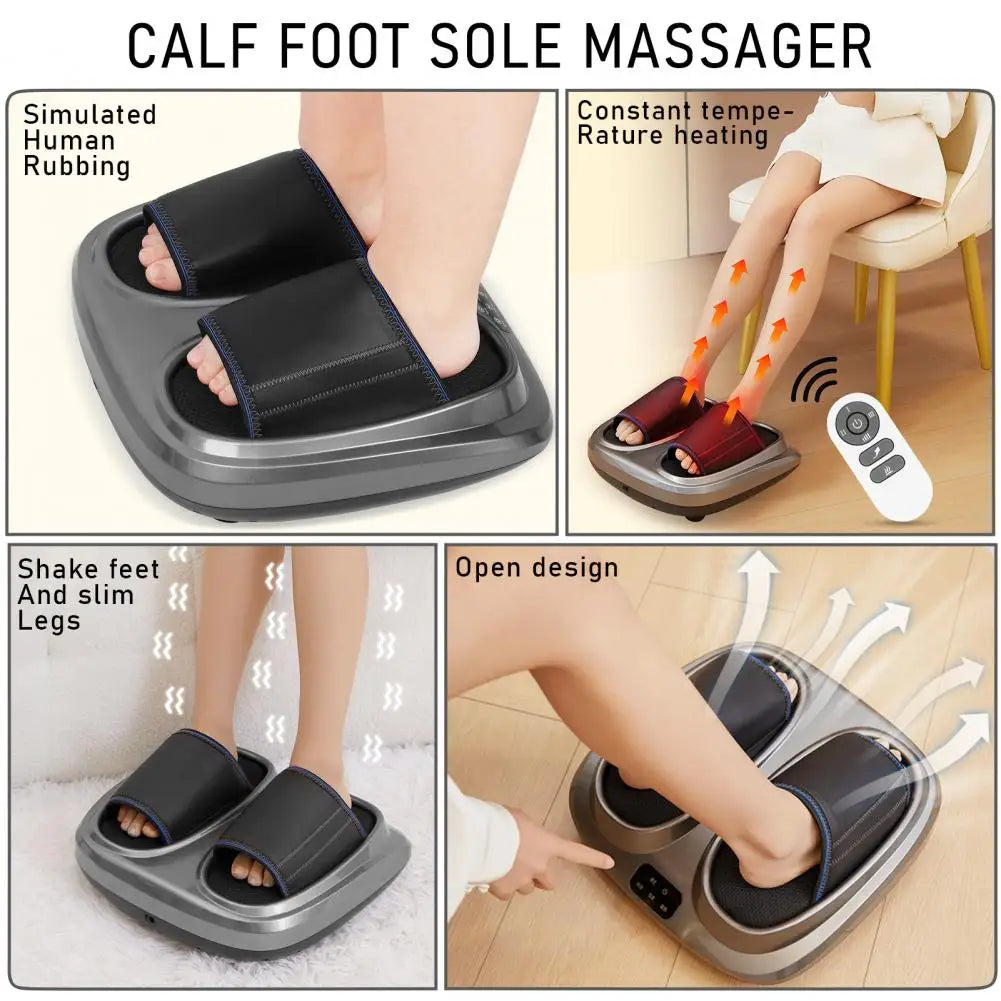 Foot Massager Shiatsu Kneading Deep Tissue Relax Heated Roller Calf Pain Relief Fatigue Muscles Vibrator Machine Health Relief-faithfullyfocusd