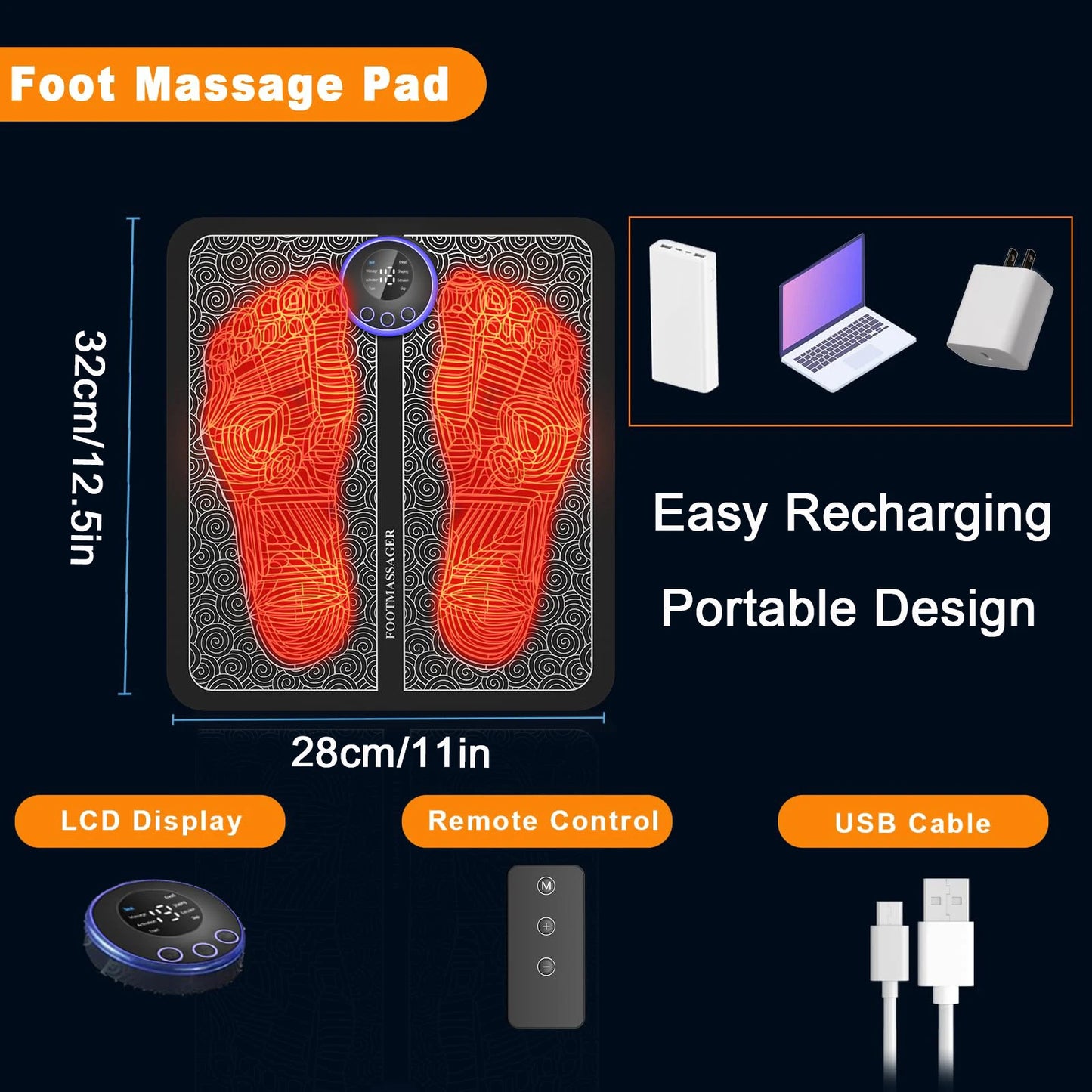 Foot Massager Mat, Foot Massager Pad, Portable Foot Massager Mat, Remote Control Foot Massager Stimulator-faithfullyfocusd