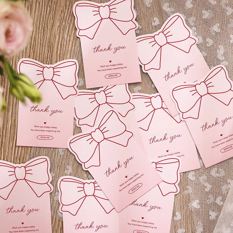 Pink Bowknot Thank You Stickers for Package Adhesive Decorative Seal Labels-faithfullyfocusd