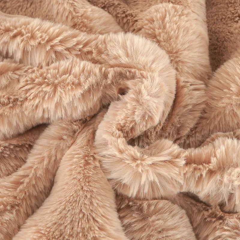 Luxury Soft Faux Fur Throw Blanket Fuzzy Plush Bedspread on the bed plaid sofa cover blankets and throws for living room bedroom-faithfullyfocusd