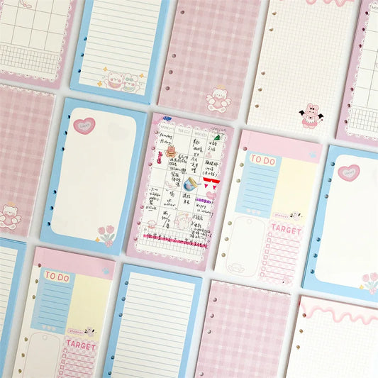 A6 Cute Binder Rabbit Week Plan Todo Paper Refill Accessories 120gsm Loose-leaf Notebook Journal Diary Paper School Stationery-faithfullyfocusd