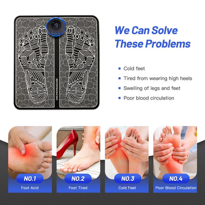 Electric Foot Massager Pad Electrostimulator Massage Mat EMS Muscle Massager Relax Feet Massage Fitness Masajeador USB Charging-faithfullyfocusd