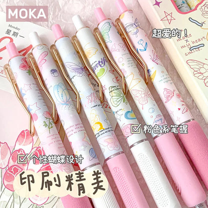 6pcs/set Butterfly Series Cute Gel Pen ST Nib Kawaii Pen Set Japanese Kawaii Stationery School Supplies Aesthetic Pens-faithfullyfocusd