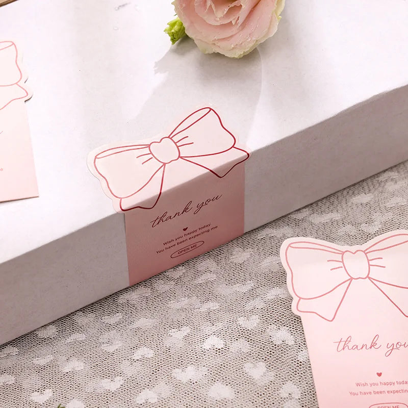 Pink Bowknot Thank You Stickers for Package Adhesive Decorative Seal Labels-faithfullyfocusd