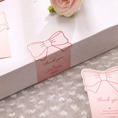 Pink Bowknot Thank You Stickers for Package Adhesive Decorative Seal Labels-faithfullyfocusd