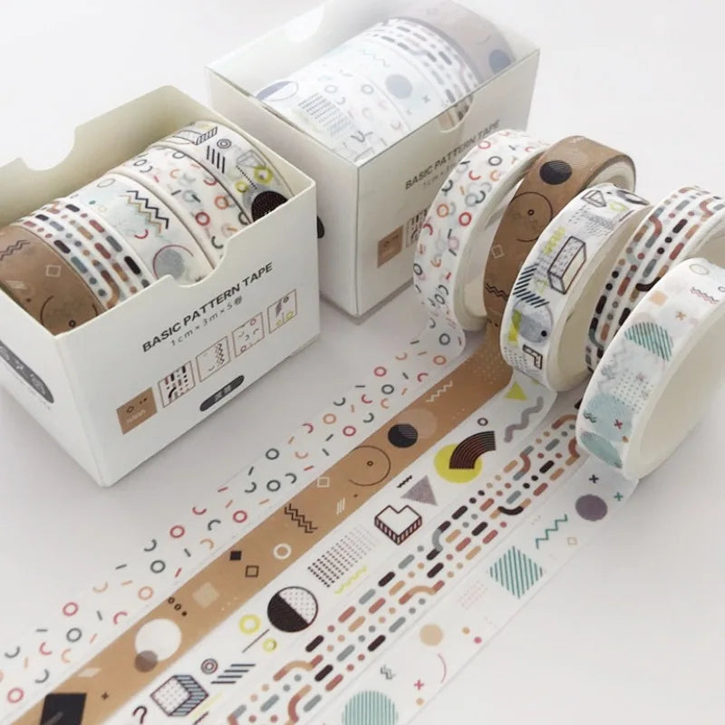 5Pcs Sakura Washi Tape Set Basic Decorative Adhesive Tape Journal Supplies Washitape Stationery Scrapbooking Cute Masking Tape-faithfullyfocusd