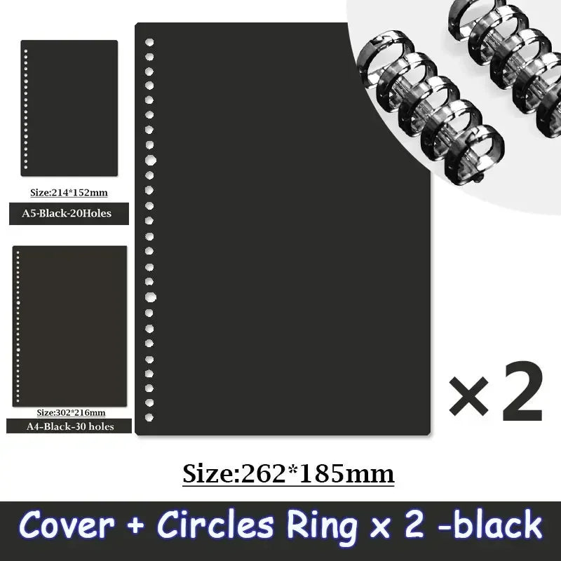 Loose-leaf Book Cover & Ring A4 A5 B5 PP Colorful Binder Spiral Ring Transparent Plastic Stationery Office School Supplies-faithfullyfocusd