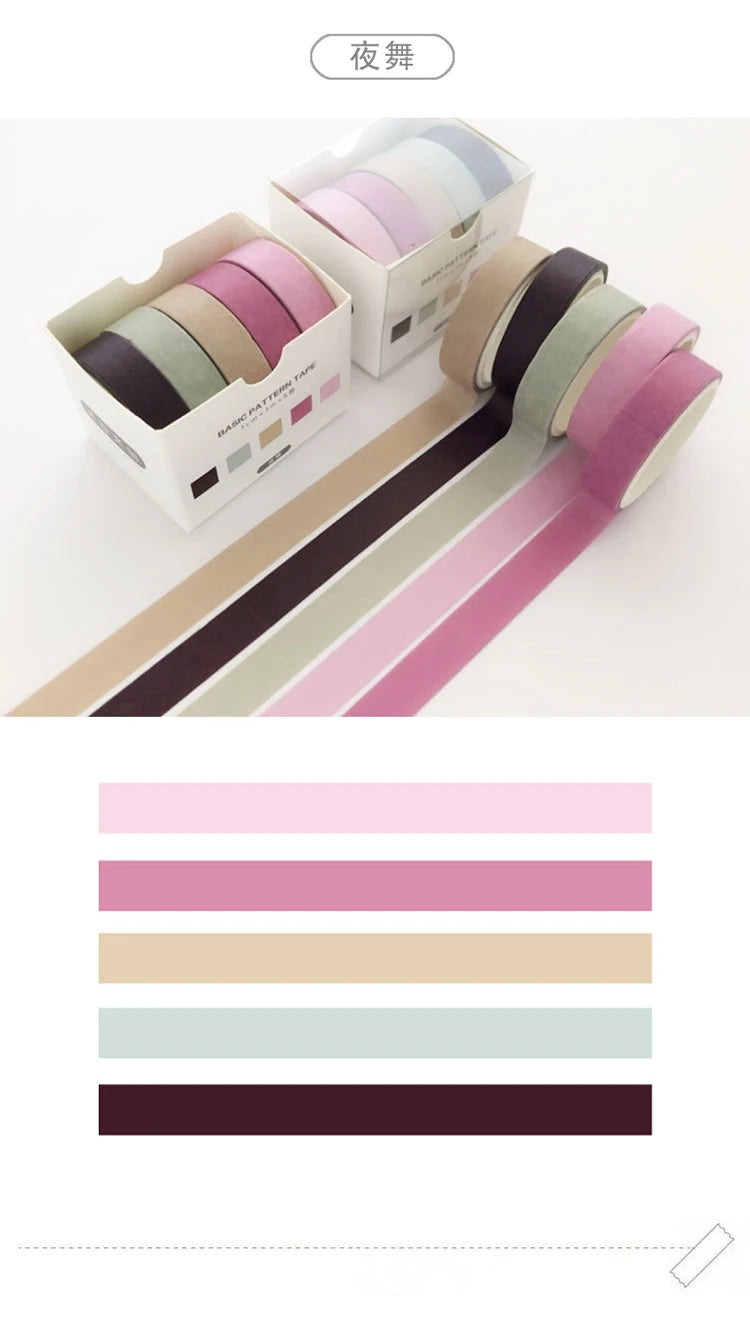 5Pcs Sakura Washi Tape Set Basic Decorative Adhesive Tape Journal Supplies Washitape Stationery Scrapbooking Cute Masking Tape-faithfullyfocusd