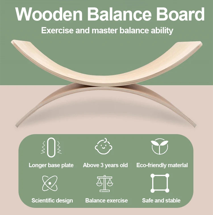 Custom wood children slide fitness sensory training yoga curvy kids classroom wobble wooden balance board-faithfullyfocusd