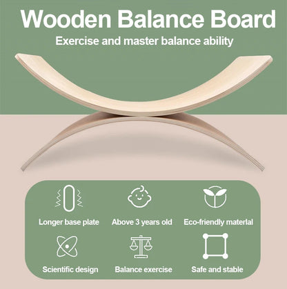 Custom wood children slide fitness sensory training yoga curvy kids classroom wobble wooden balance board-faithfullyfocusd