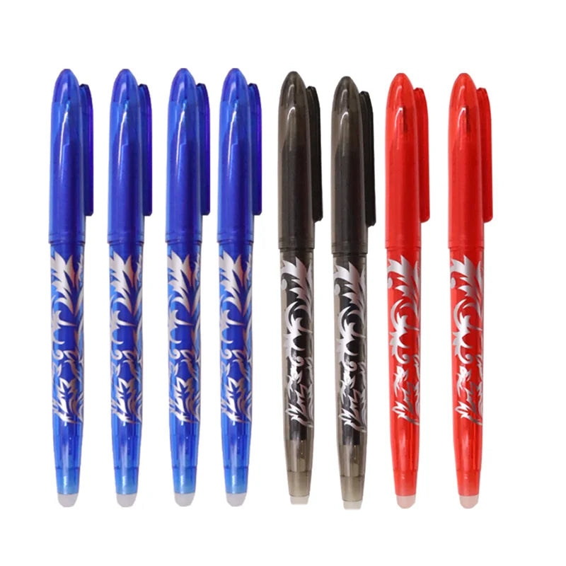 8 Color Erasable Gel Pen 0.5mm Tip Painting Writing Drawing Black Blue Red Pink Orange Green Purple Light Blue Student Drawing-faithfullyfocusd