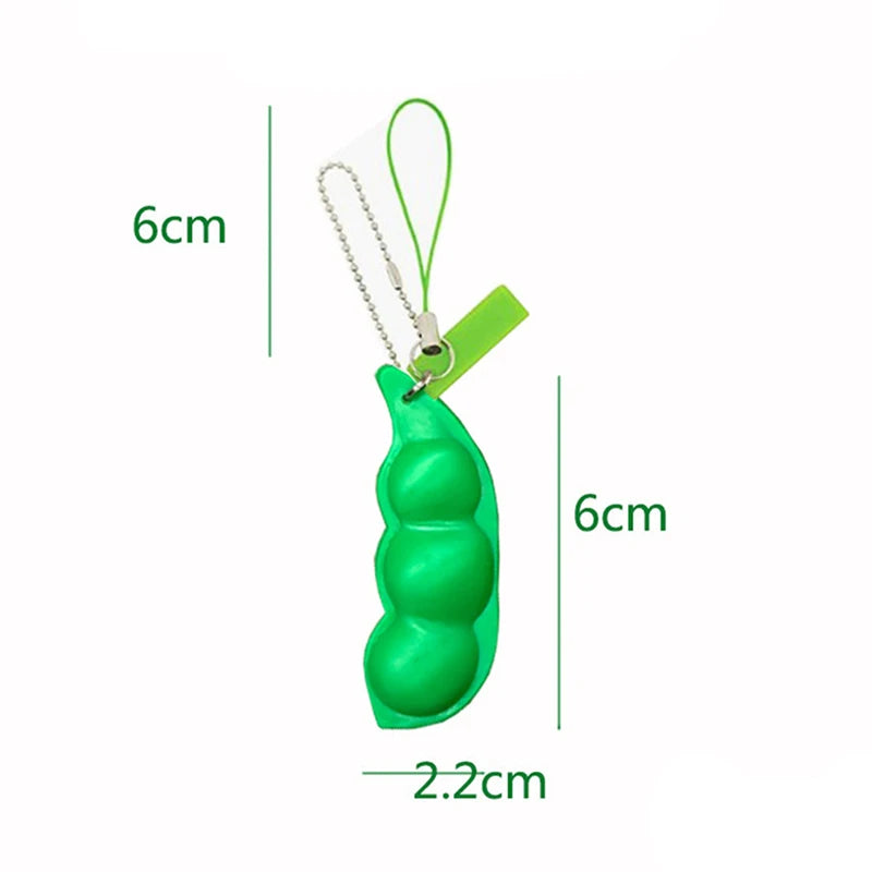 Creative Decompression Keychain Pea Pod Keyring Unlimited Squeeze Edamame Toy For Kids Adults Stress-relieving Venting Toys-faithfullyfocusd