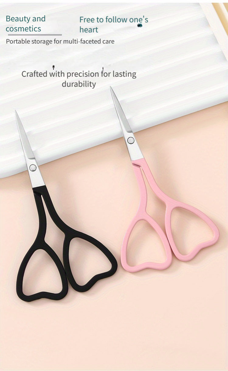 Love-Shaped Scissors: Stainless Steel with Pink And Black Handles - Perfect for Eyebrow Trimming And Eyelash Care-faithfullyfocusd