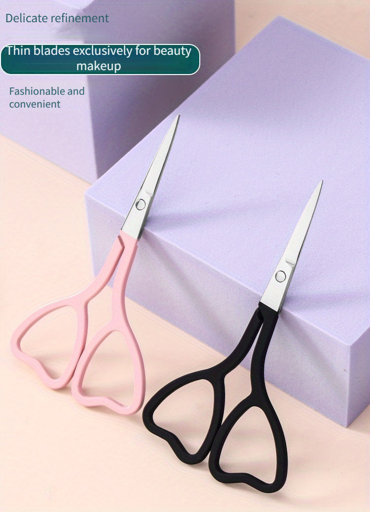 Love-Shaped Scissors: Stainless Steel with Pink And Black Handles - Perfect for Eyebrow Trimming And Eyelash Care-faithfullyfocusd