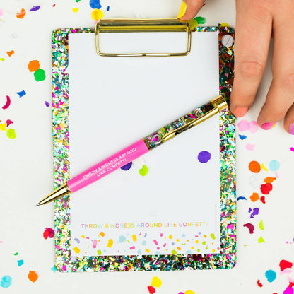 Taylor Elliott Designs - Acrylic Clipboard W/ Notepad Set - Colorful Confetti