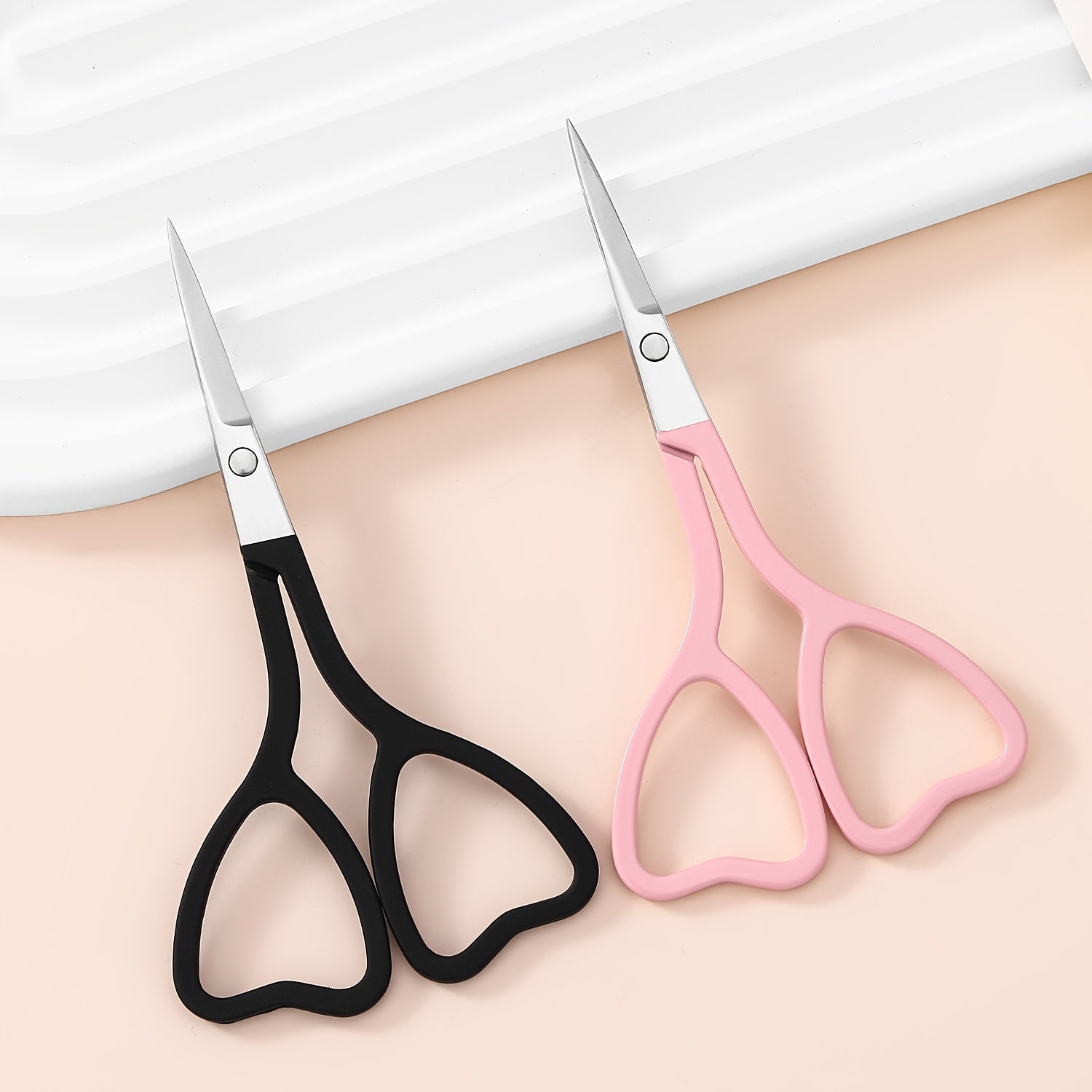 Love-Shaped Scissors: Stainless Steel with Pink And Black Handles - Perfect for Eyebrow Trimming And Eyelash Care-faithfullyfocusd