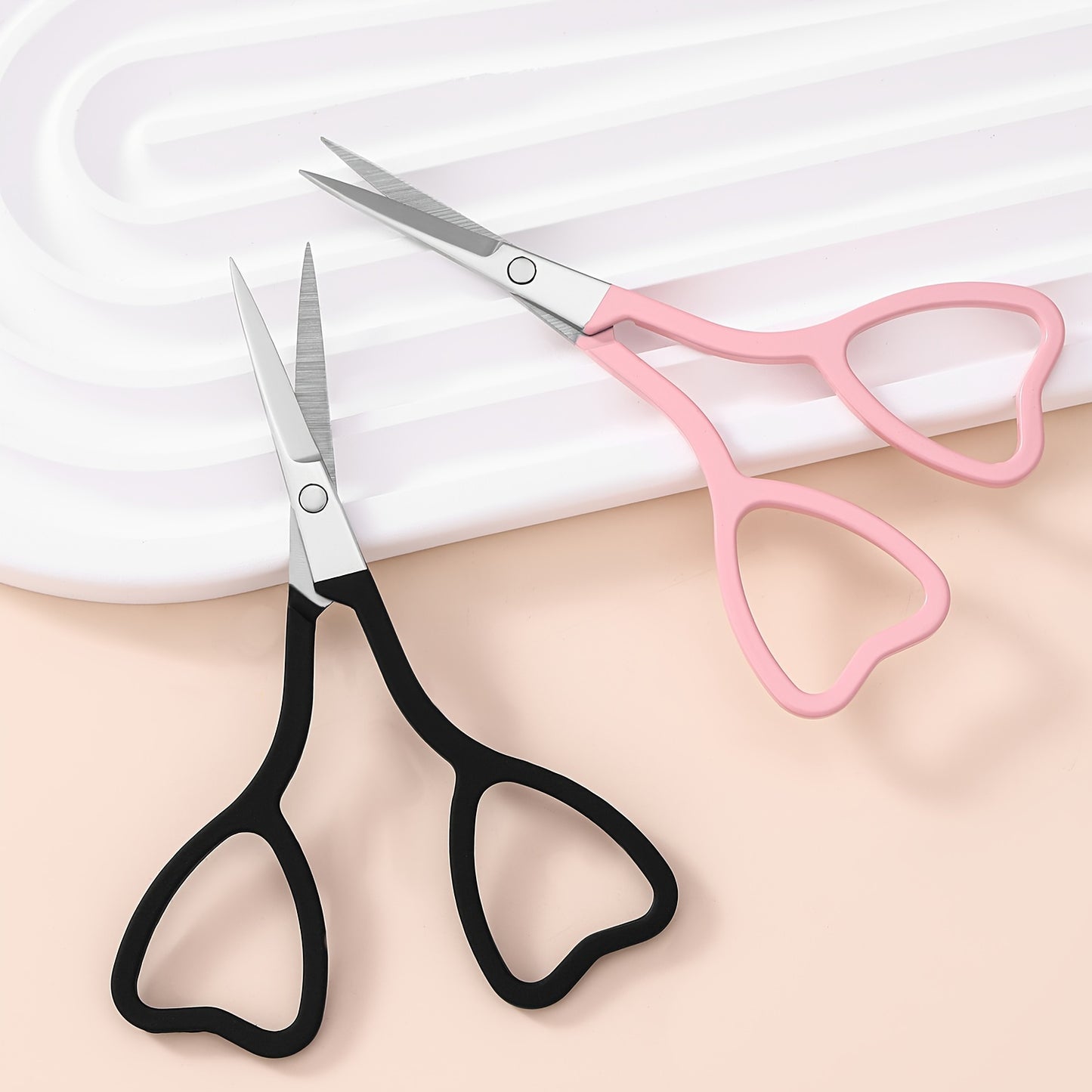 Love-Shaped Scissors: Stainless Steel with Pink And Black Handles - Perfect for Eyebrow Trimming And Eyelash Care-faithfullyfocusd