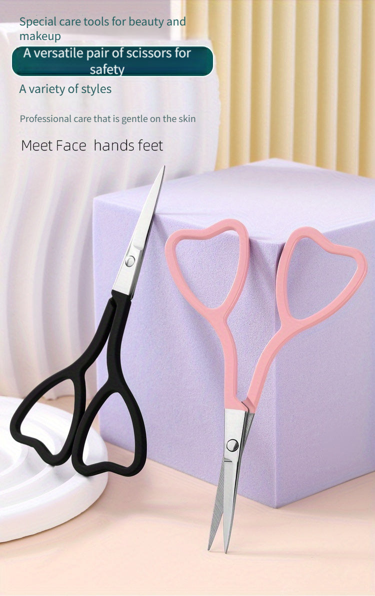 Love-Shaped Scissors: Stainless Steel with Pink And Black Handles - Perfect for Eyebrow Trimming And Eyelash Care-faithfullyfocusd