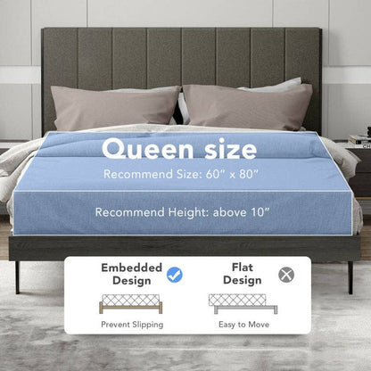 ShipItFurniture - Queen Size Upholstered Bed Frame with Tufted Headboard - faithfullyfocusd