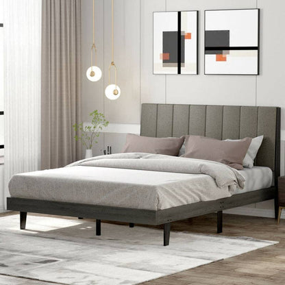 ShipItFurniture - Queen Size Upholstered Bed Frame with Tufted Headboard - faithfullyfocusd