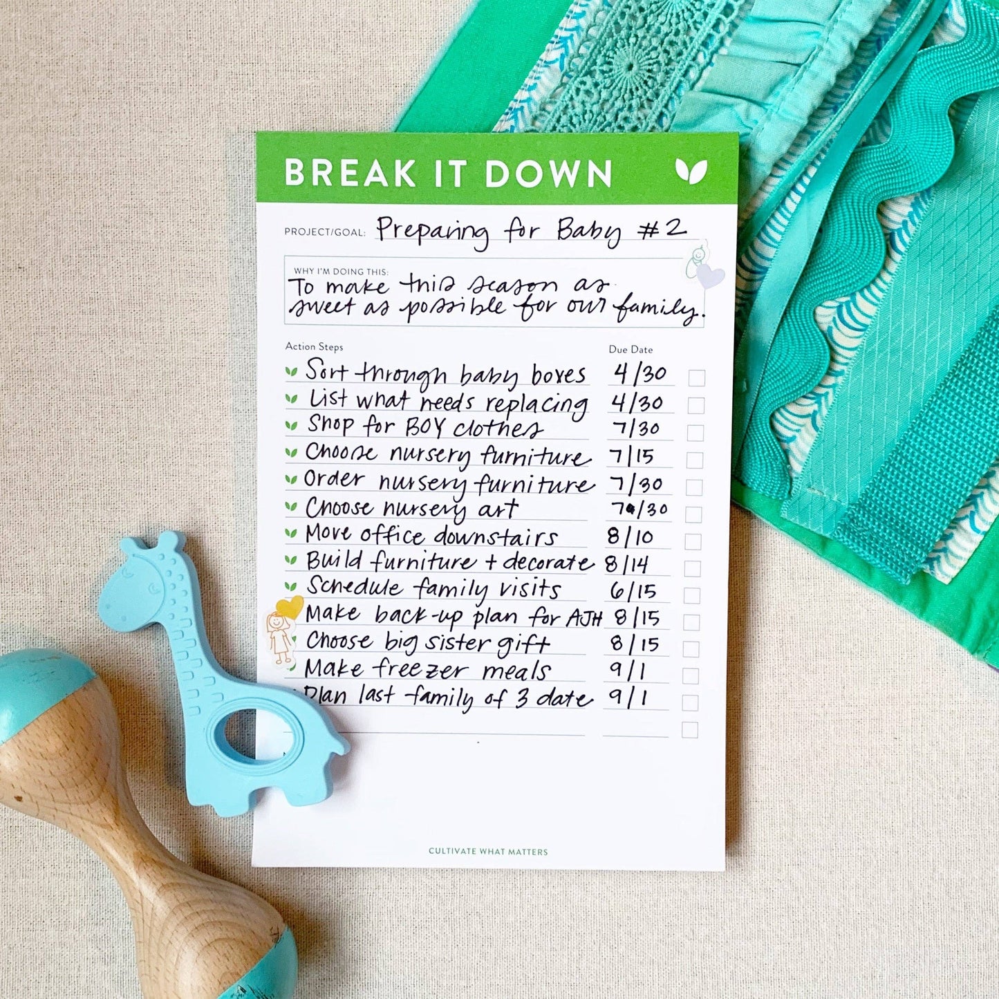 Cultivate What Matters - Break It Down Notepad | Green