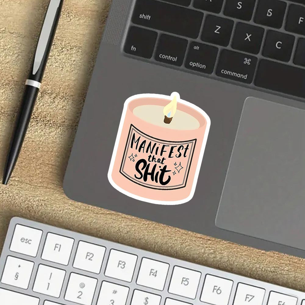 3-Inch "Manifest That Sh*T" Motivational Candle Vinyl Sticker – Perfect for Laptops, Water Bottles, Journals, And Home Decor | Great for Spiritual Enthusiasts, Positive Thinkers, And Manifestation Collectors | Ideal Gift fo-faithfullyfocusd