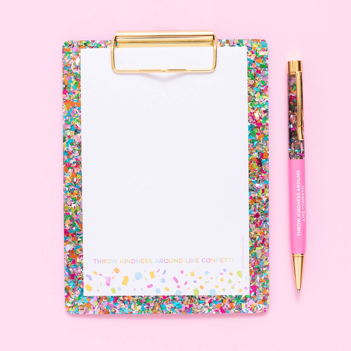 Taylor Elliott Designs - Acrylic Clipboard w/ Notepad Set - Colorful Confetti - faithfullyfocusd