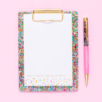 Taylor Elliott Designs - Acrylic Clipboard w/ Notepad Set - Colorful Confetti - faithfullyfocusd