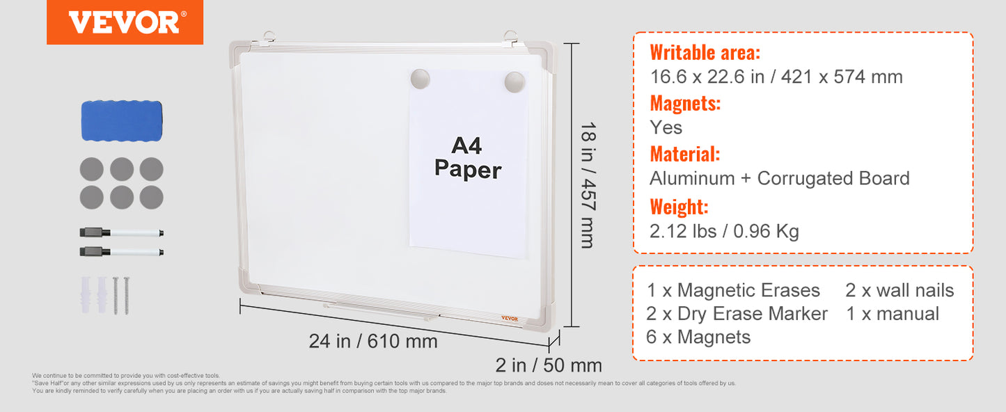 VEVOR Rolling Magnetic Whiteboard Double-Sided Mobile Whiteboard 360° Reversible Adjustable Height Dry Erase Board for School-faithfullyfocusd