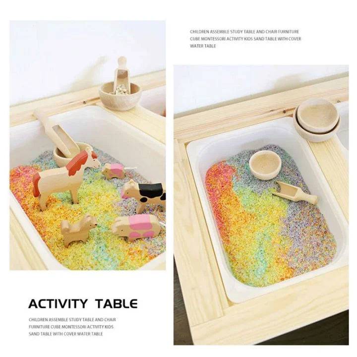 Wooden Sensory Activity Table with Storage and Chairs for Kids-faithfullyfocusd