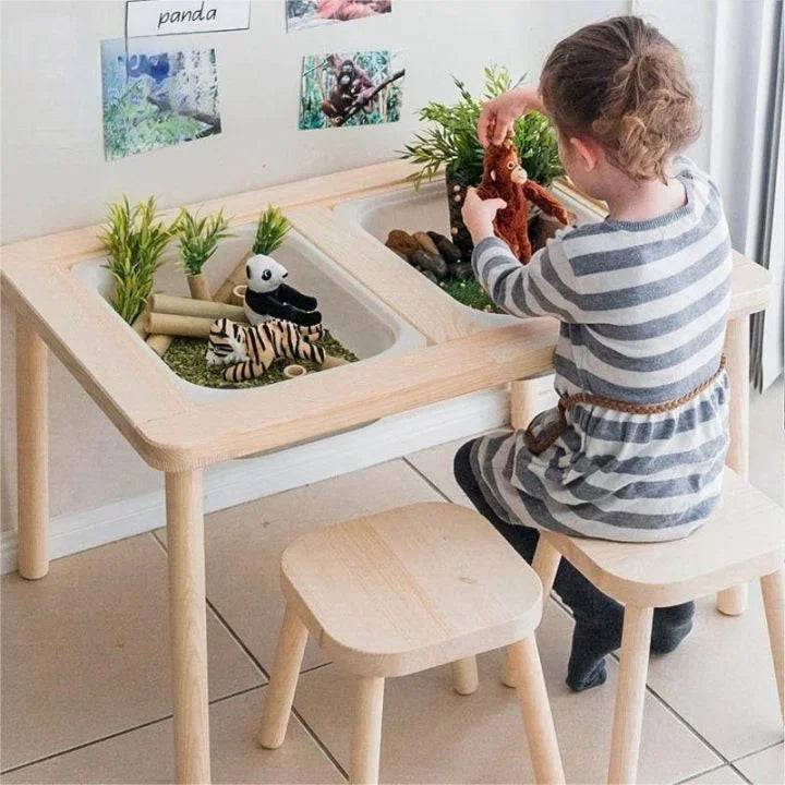 Wooden Sensory Activity Table with Storage and Chairs for Kids-faithfullyfocusd